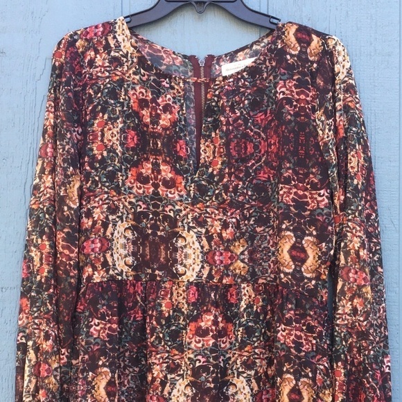 Abercrombie & Fitch Multicolor Floral Lined Long Sleeve Swing Dress Size Medium - Picture 5 of 5